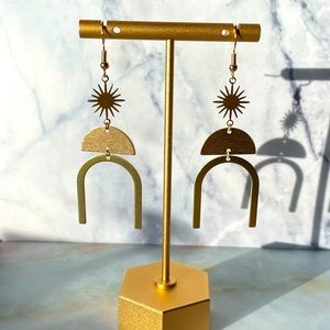 Brass bohemian earrings, never worn, brand new